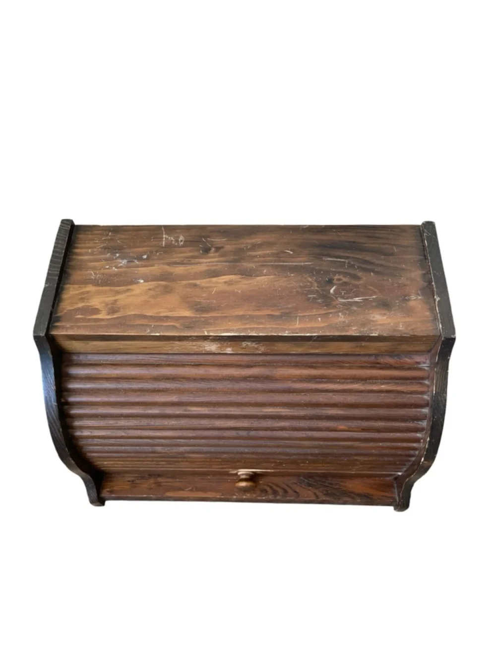 Vintage Handmade Amish Wooden Roll Top Bread Box